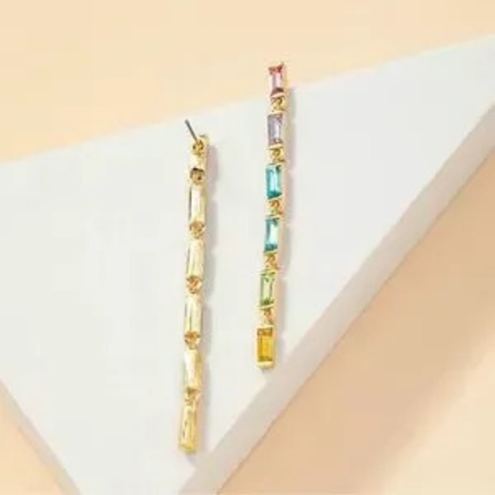 Multicolor Candy Ling Drop Rhinestone Earrings - Picture 2 of 4